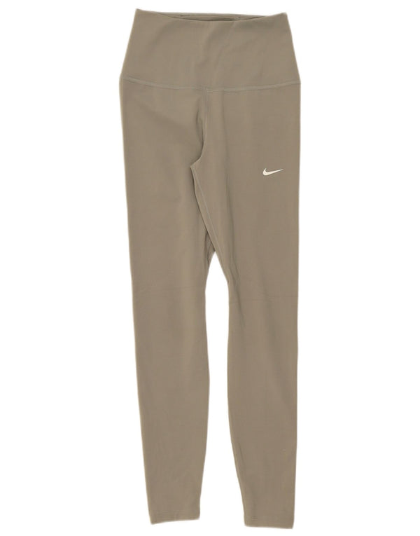 Nike Womens Dri Fit Graphic Leggings UK 6 XS Green Polyester