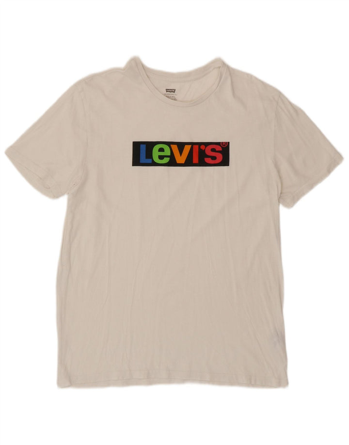 LEVI'S Mens Graphic T-Shirt Top Medium White Cotton