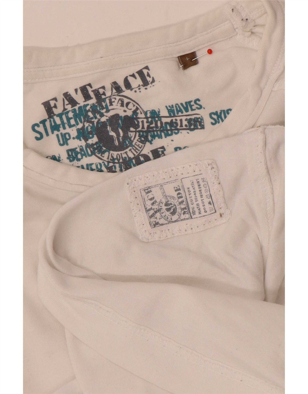 Fat Face Mens Top Long Sleeve Large White Cotton