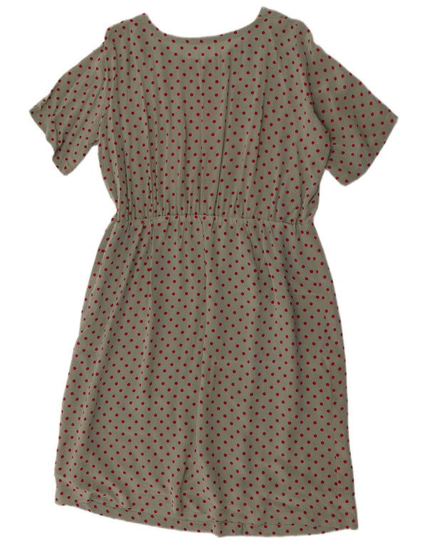 Vintage Womens A-Line Dress UK 18 XL Green Spotted