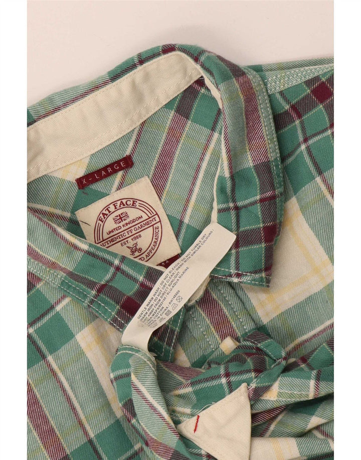Fat Face Mens Flannel Shirt XL Green Check Cotton