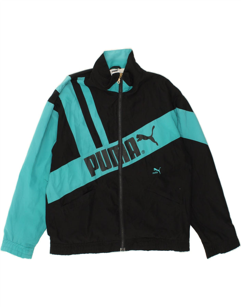 PUMA Mens Graphic Tracksuit Top Jacket UK 48 2XL Black Colourblock Vintage Puma and Second-Hand Puma from Messina Hembry 