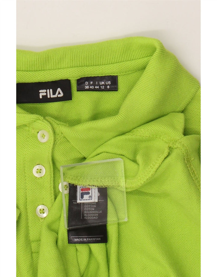 Fila Womens Crop Polo Shirt UK 12 Medium Green Cotton