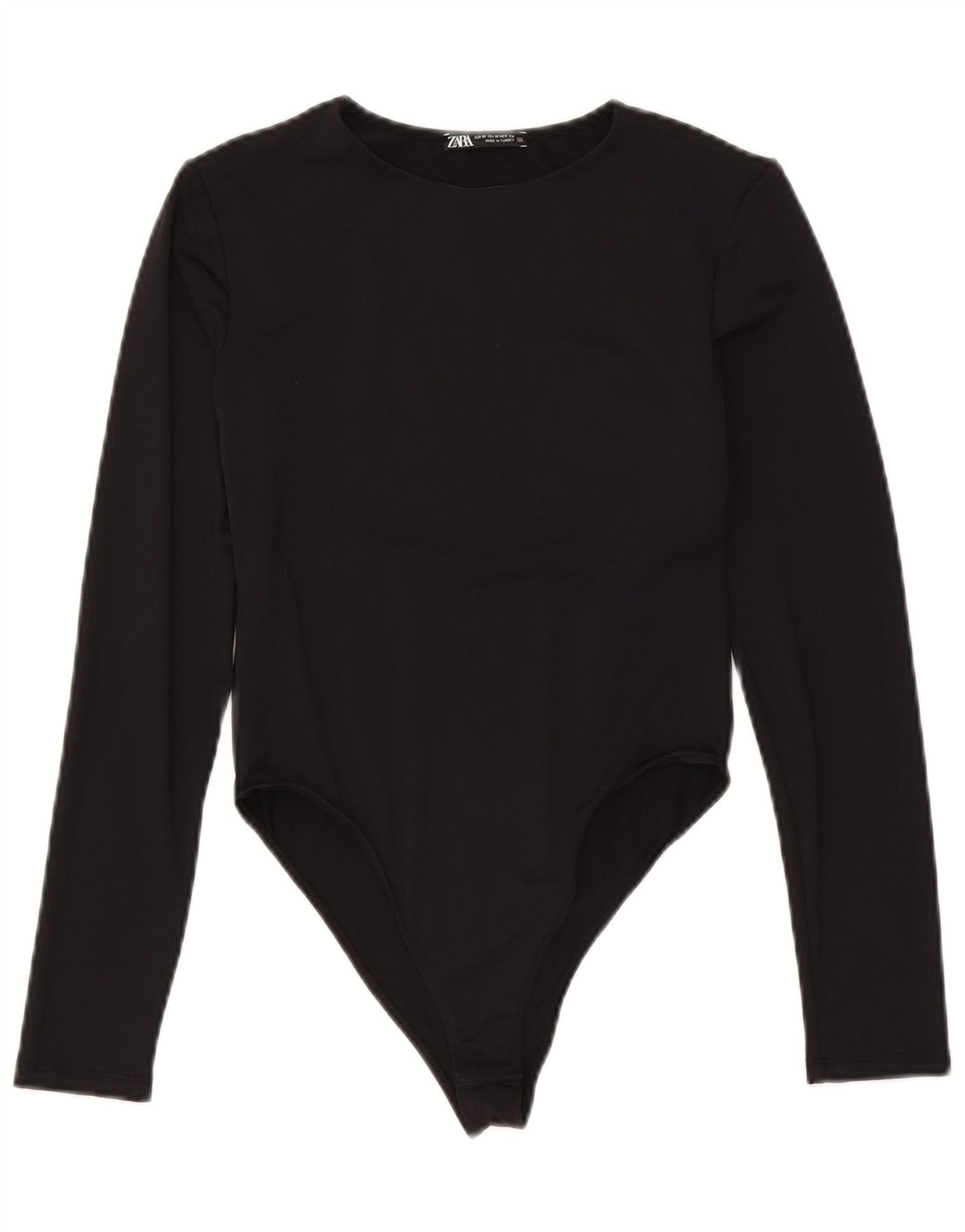 Zara Womens Long Sleeve Bodysuit UK 12 Medium Black Polyamide