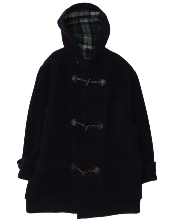 Vintage Mens Hooded Duffle Coat UK 42 XL Navy Blue