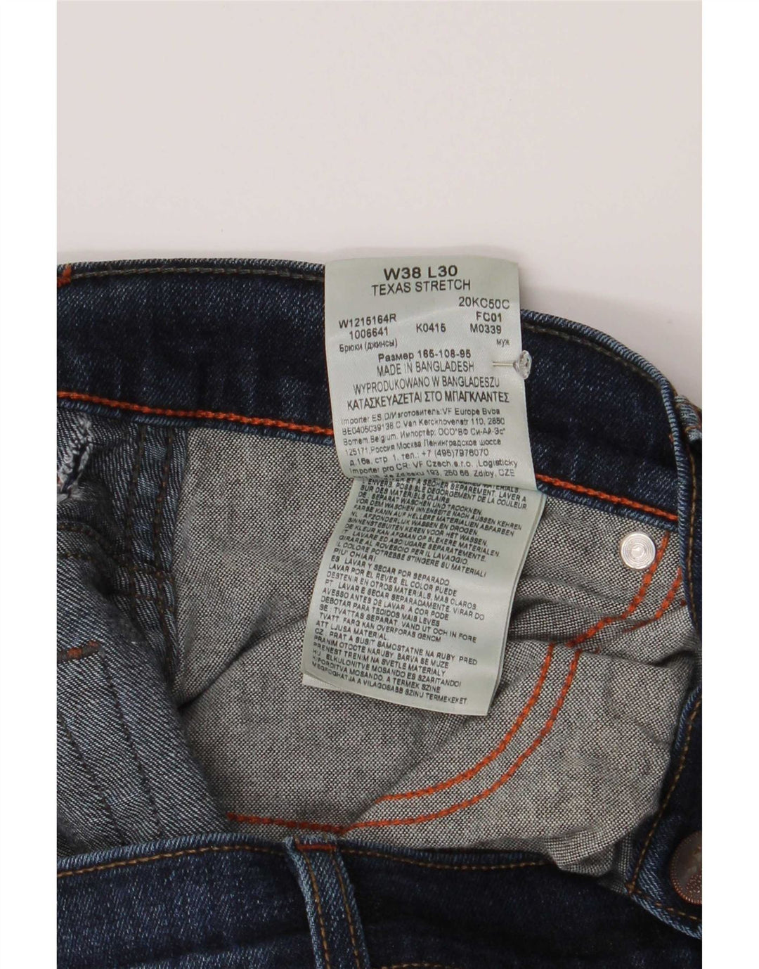 Wrangler Mens Texas Stretch Straight Jeans W38 L30 Blue Cotton