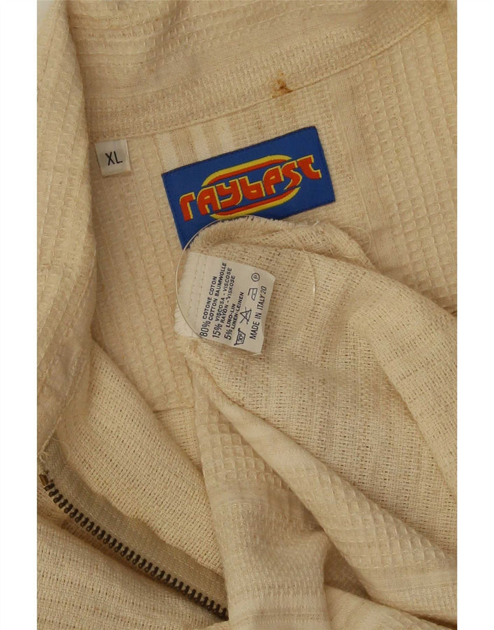 Vintage Mens Short Sleeve Shirt XL Beige Striped