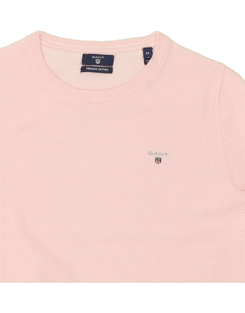 GANT Womens Crew Neck Jumper Sweater UK 6 XS Pink Cotton Vintage Gant and Second-Hand Gant from Messina Hembry 