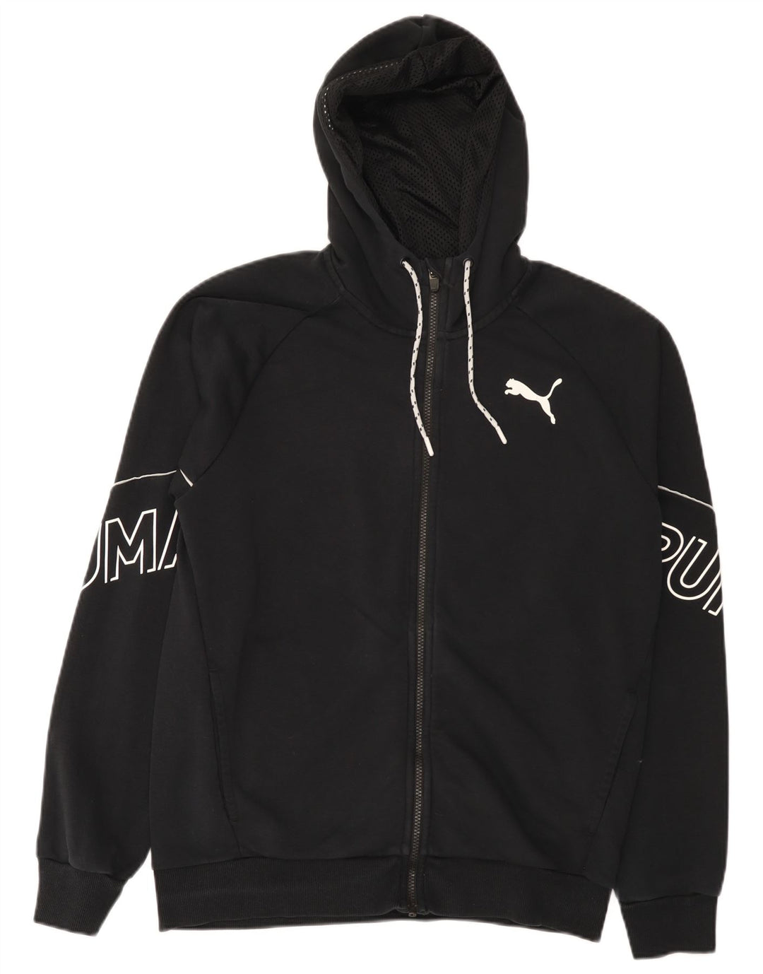 Puma Mens Graphic Zip Hoodie Sweater Medium Black Cotton