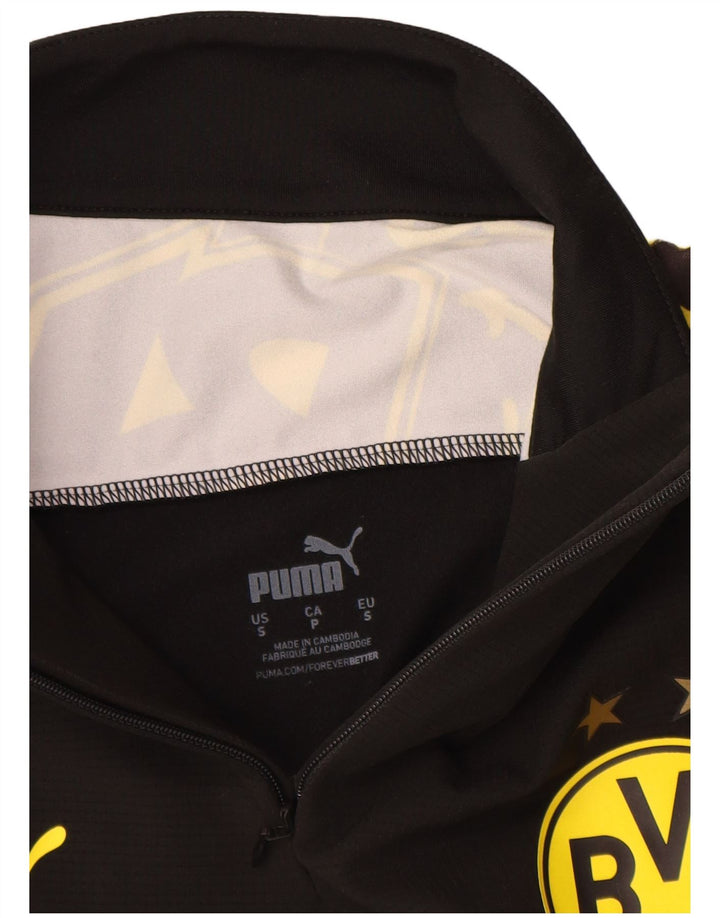 Puma Mens BVB Dortmund Graphic Zip Neck Pullover Tracksuit Top Small Black