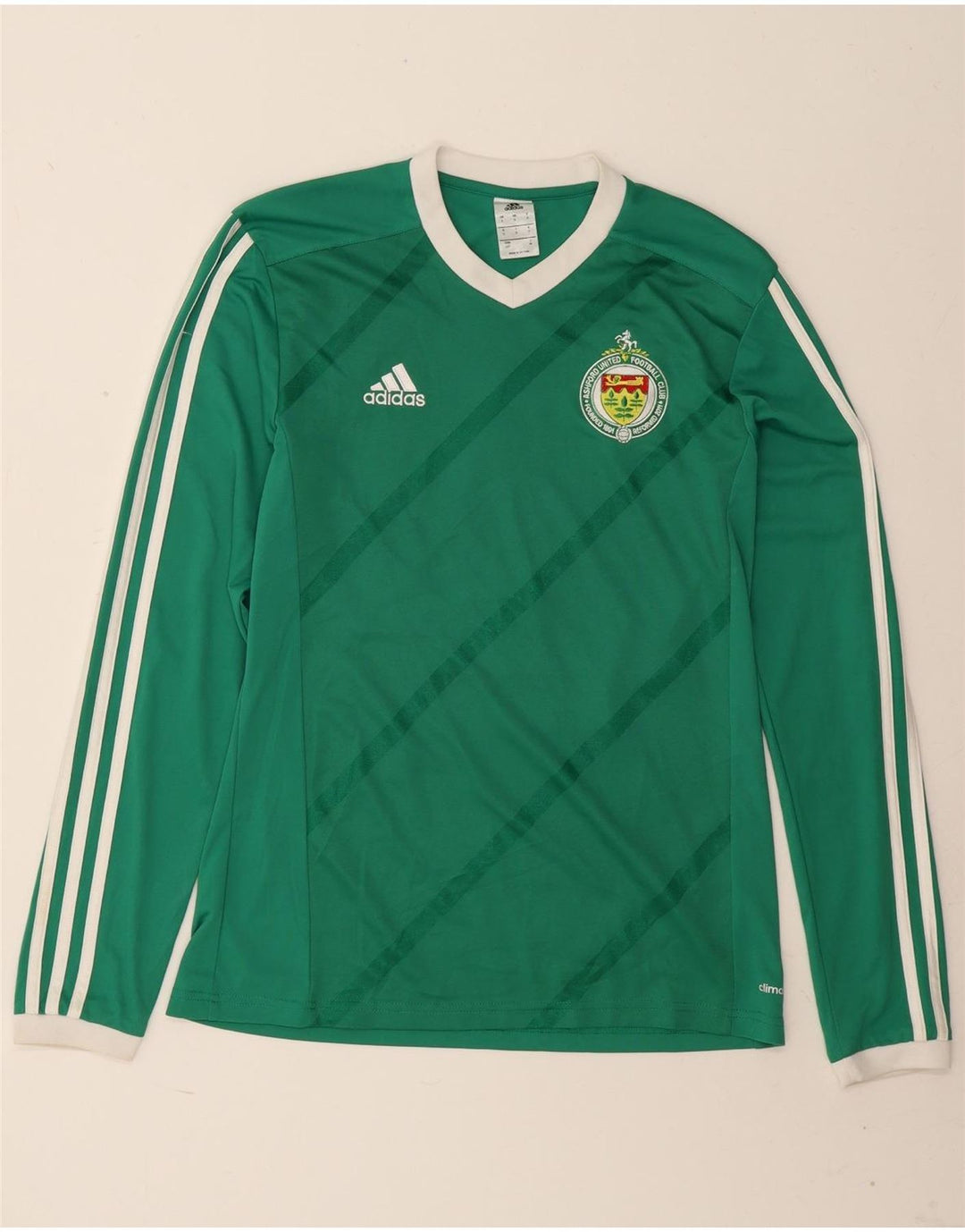 Adidas Mens Climalite Graphic Top Long Sleeve Small Green Striped Polyester