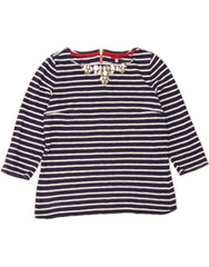 JOULES Womens Top 3/4 Sleeve UK 12 Medium Navy Blue Striped Cotton