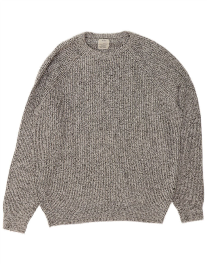 Marks & Spencer Mens Crew Neck Jumper Sweater Medium Grey Polyester
