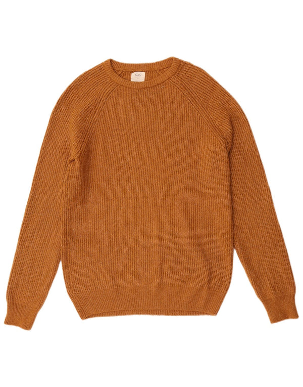 Marks & Spencer Mens Boat Neck Jumper Sweater Small Brown Polyamide