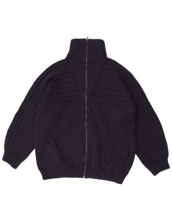 Vintage Womens Full Zip Cardigan Sweater UK 16 Large Navy Blue