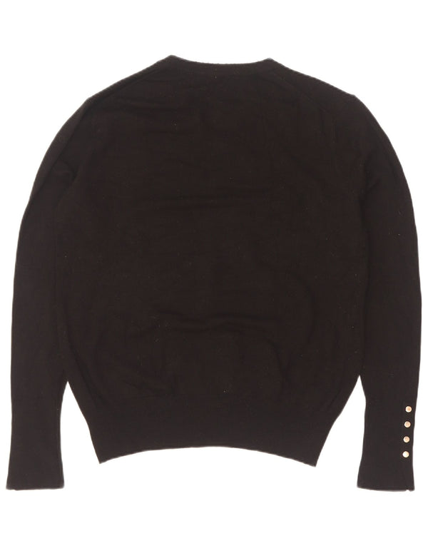 Zara Womens Crew Neck Jumper Sweater UK 14 XL Black Viscose