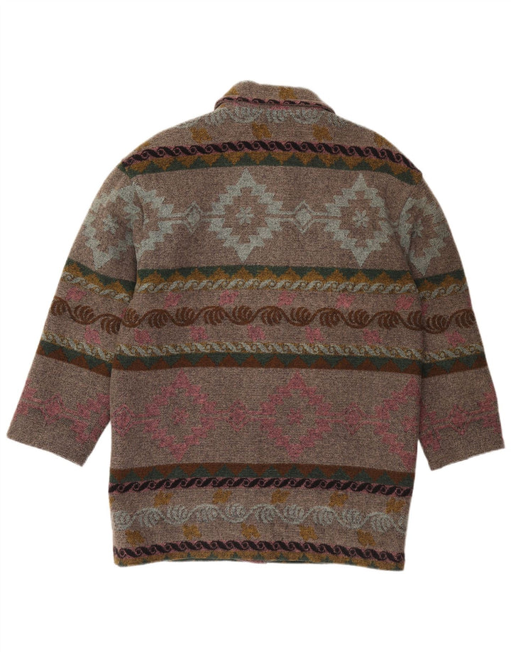 Vintage Womens Overcoat UK 14 Large Grey Geometric