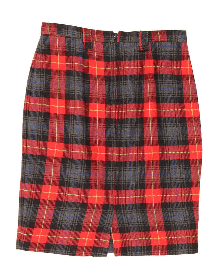 VINTAGE Womens Pencil Skirt IT 46 Large W30  Red Plaid Wool Vintage Vintage and Second-Hand Vintage from Messina Hembry 