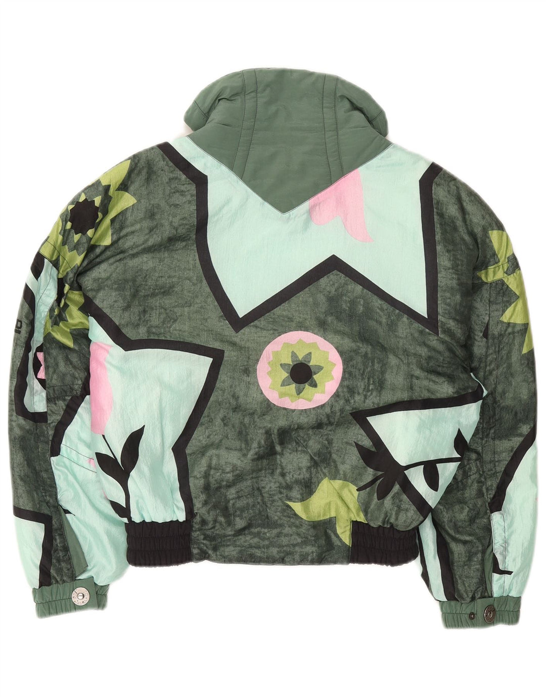 HEAD Womens Crop Windbreaker Jacket UK 14 Medium Green Colourblock