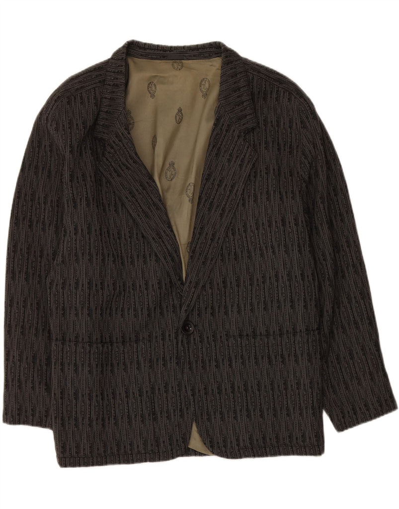 MILLIBAR Mens 1 Button Blazer Jacket IT 52 XL Grey Striped Wool Vintage Millibar and Second-Hand Millibar from Messina Hembry 