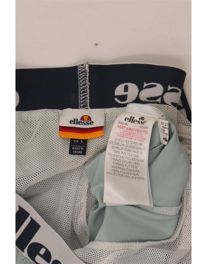 Ellesse Womens Graphic Sport Shorts UK 14 Large Blue Colourblock Polyester
