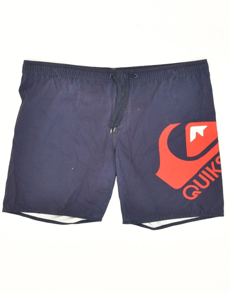 QUIKSILVER Mens Graphic Sport Shorts XL Navy Blue Polyester | Vintage Quiksilver | Thrift | Second-Hand Quiksilver | Used Clothing | Messina Hembry 