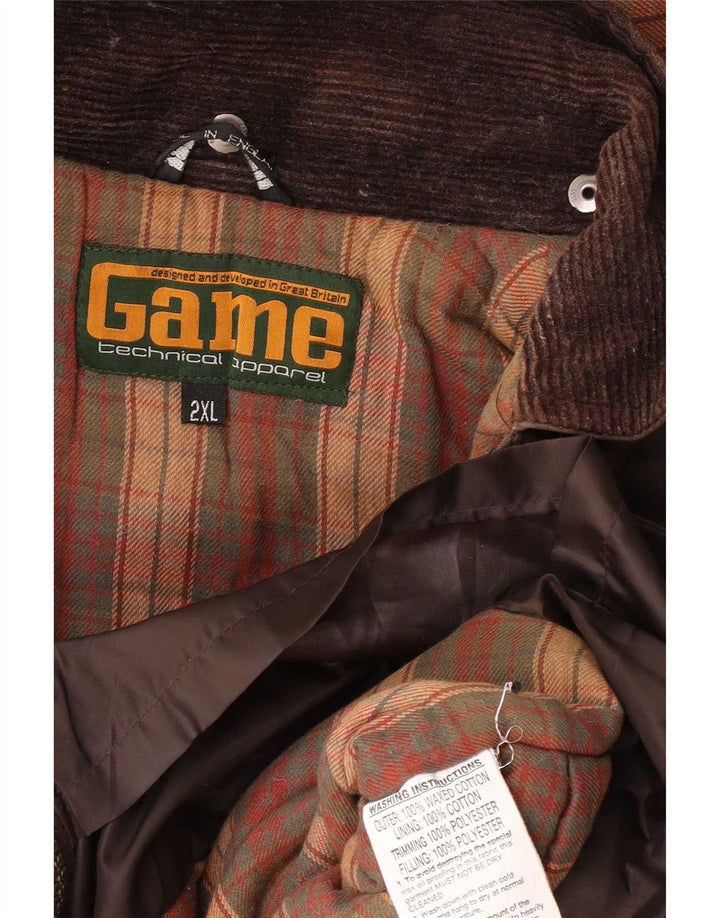 Game Technical Apparel Mens Hooded Waxed Cotton Jacket UK 44 2XL Brown