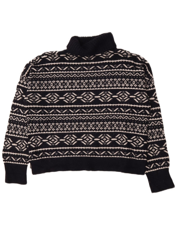 Hobbs Womens Roll Neck Jumper Sweater UK 18 XL Navy Blue Fair Isle