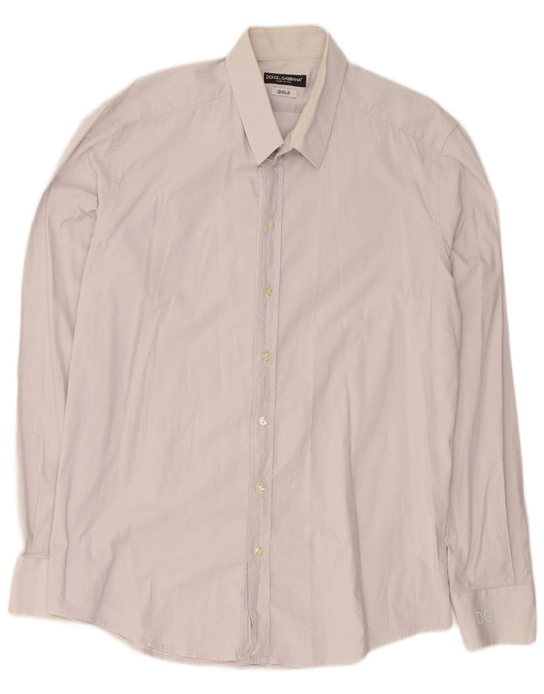 Dolce & Gabbana Mens Shirt Size 44 17 1/2 XL Grey Cotton