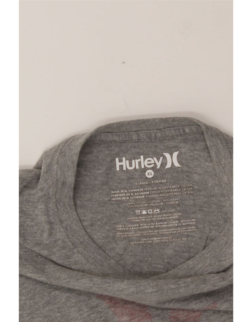 HURLEY Womens Graphic T-Shirt Top UK 18 XL Grey Cotton Vintage Hurley and Second-Hand Hurley from Messina Hembry 