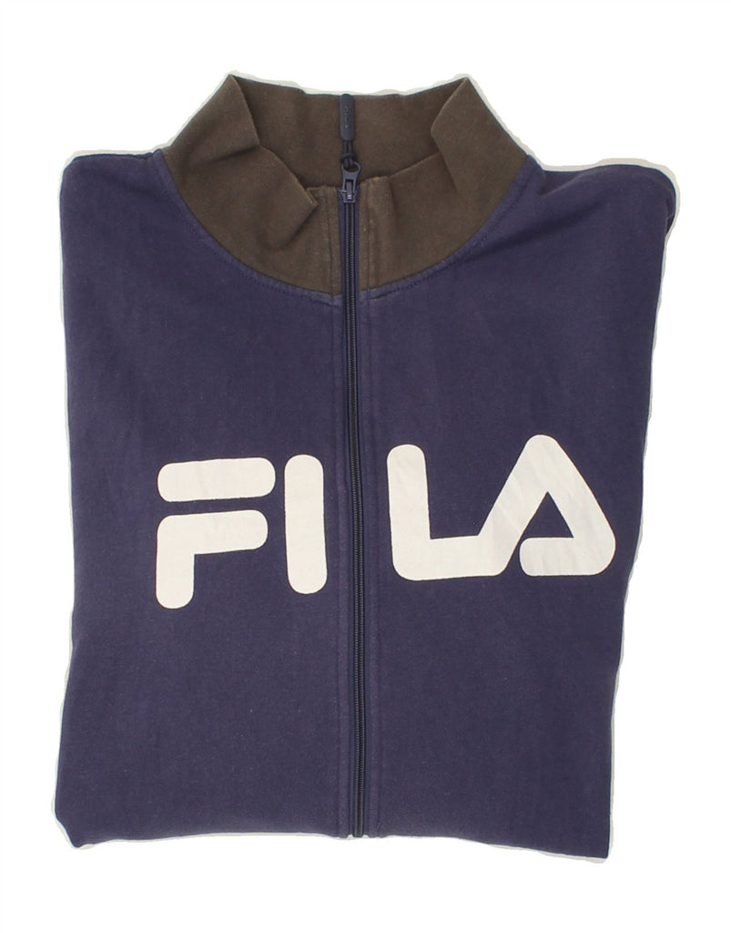 FILA Mens Graphic Tracksuit Top Jacket 2XL Blue Colourblock Cotton Vintage Fila and Second-Hand Fila from Messina Hembry 