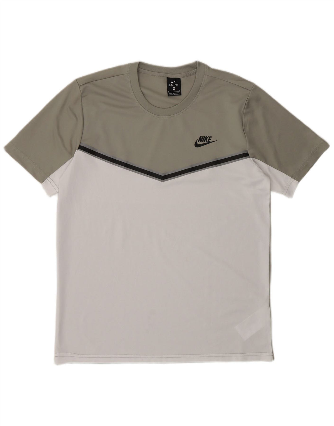 Nike Mens Dri Fit T-Shirt Top Medium Grey Colourblock Polyester