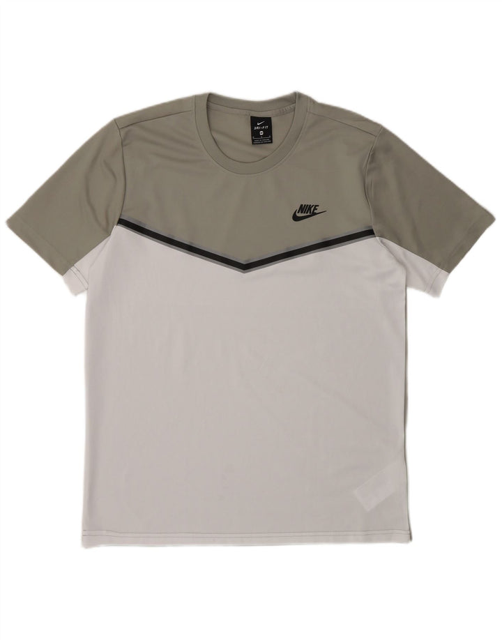 Nike Mens Dri Fit T-Shirt Top Medium Grey Colourblock Polyester