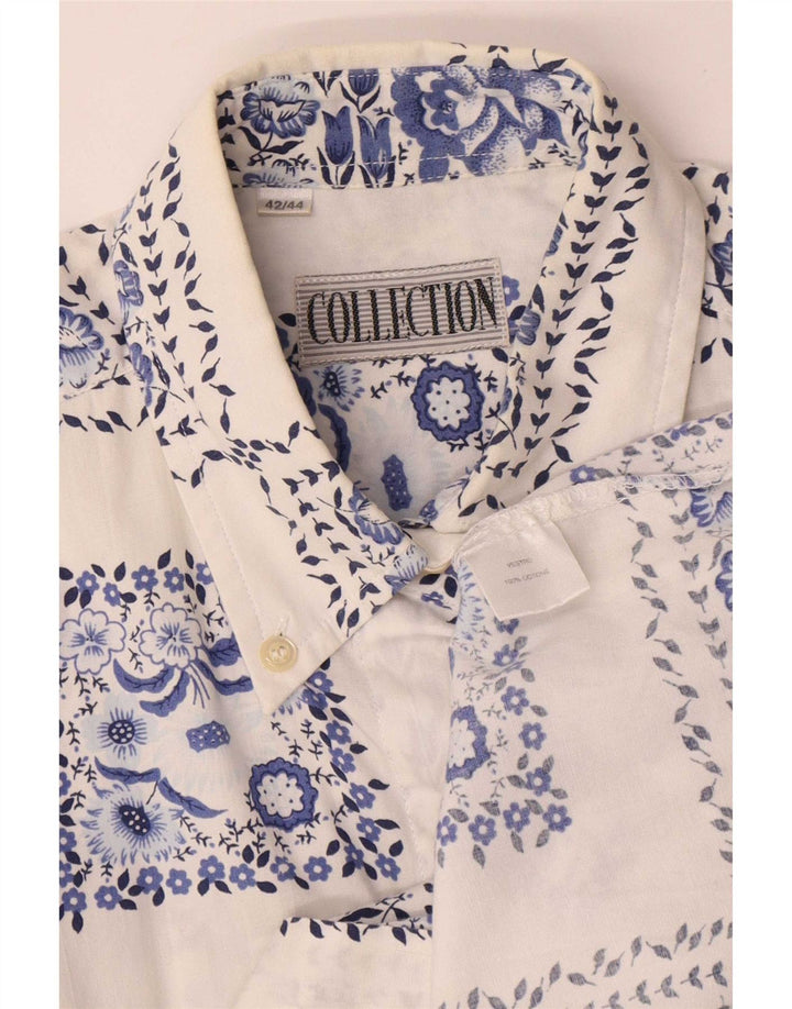 Collection Womens Shirt Size 42/44 Large White Floral Cotton