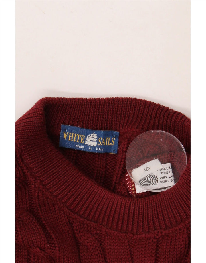 WHITE SAILS Mens Crew Neck Jumper Sweater XL Maroon Wool