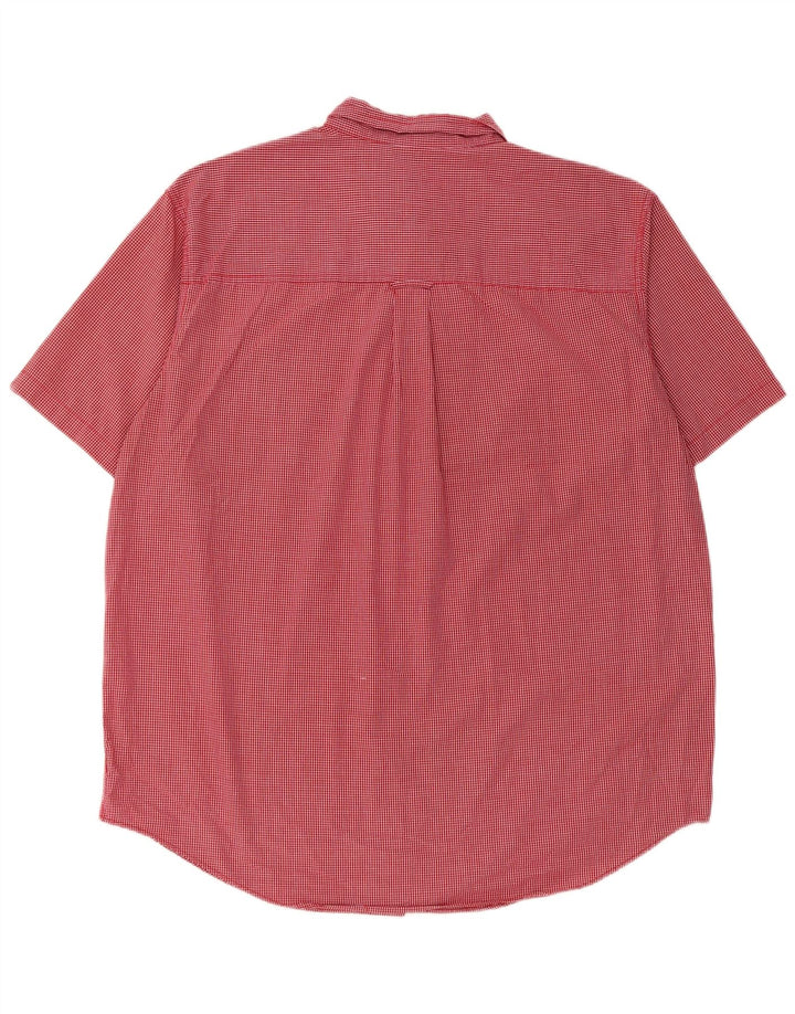 Chaps Mens Short Sleeve Shirt XL Red Gingham Cotton