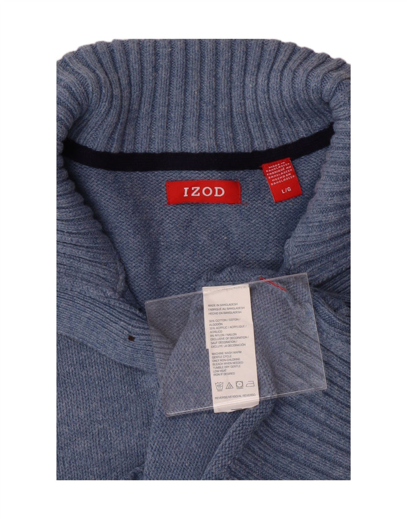 IZOD Mens Button Neck Jumper Sweater Large Blue Cotton Vintage Izod and Second-Hand Izod from Messina Hembry 