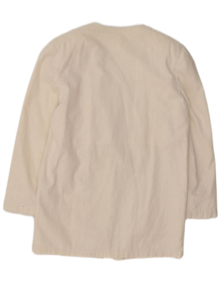 VINTAGE Womens Longline Blazer Jacket UK 14 Medium White