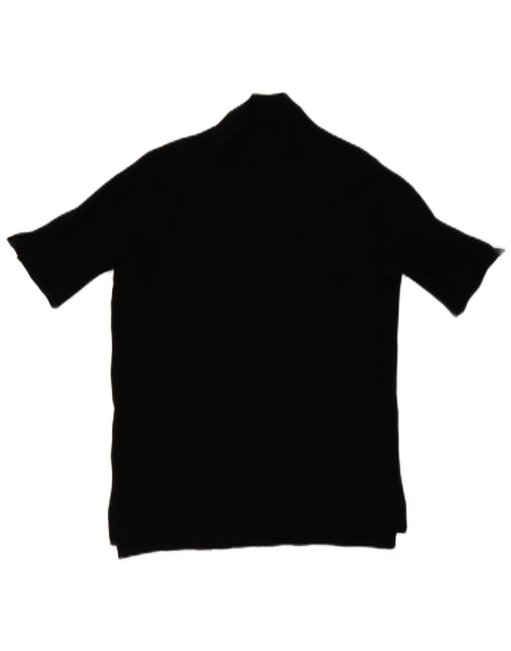Zara Womens Knit Short Sleeve Top UK 12 Medium Black Viscose