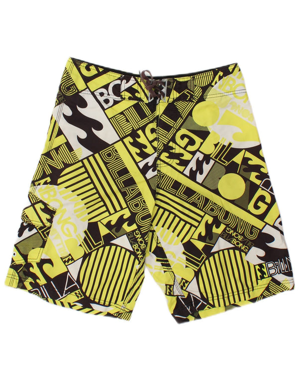 Billabong Mens Graphic Swimming Shorts Medium Yellow Geometric Polyester