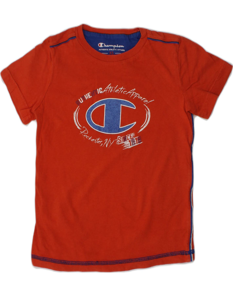 CHAMPION Boys Graphic T-Shirt Top 5-6 Years XS Orange Cotton | Vintage Champion | Thrift | Second-Hand Champion | Used Clothing | Messina Hembry 