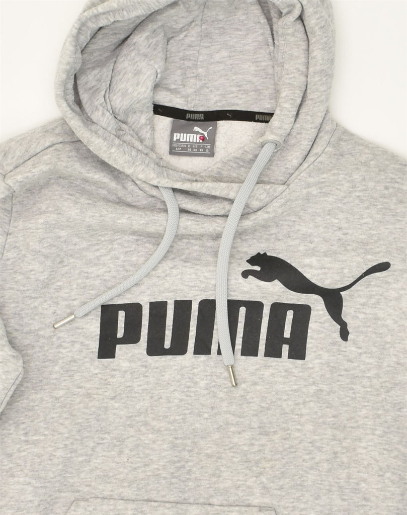 PUMA Womens Graphic Hoodie Jumper UK 10 Small Grey Cotton | Vintage Puma | Thrift | Second-Hand Puma | Used Clothing | Messina Hembry 