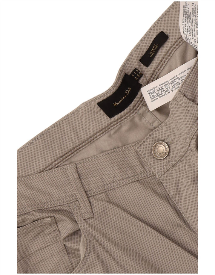 Massimo Dutti Mens Casual Trousers EU 44 Large W34 L30 Grey Geometric
