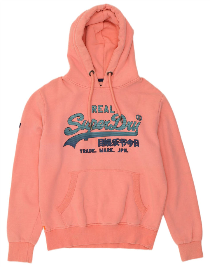 SUPERDRY Mens Graphic Hoodie Jumper Large Pink Cotton