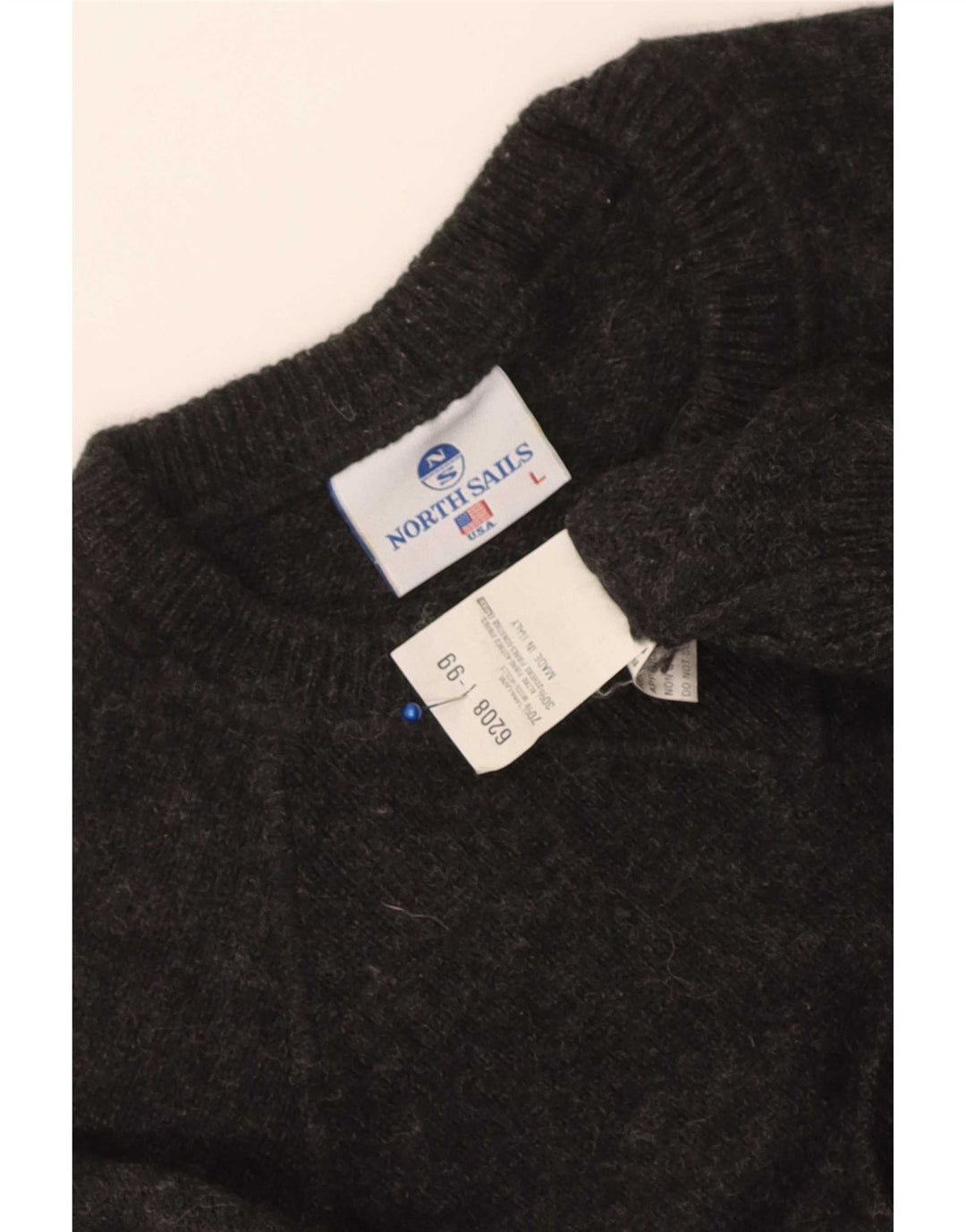 North Sails Mens Crew Neck Jumper Sweater Large Grey Wool