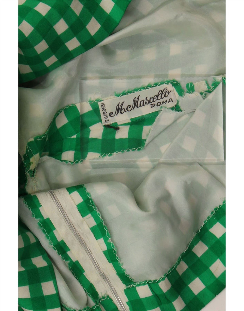 VINTAGE Womens Crop Long Sleeve Blouse Top UK 10 Small Green Gingham Vintage Vintage and Second-Hand Vintage from Messina Hembry 