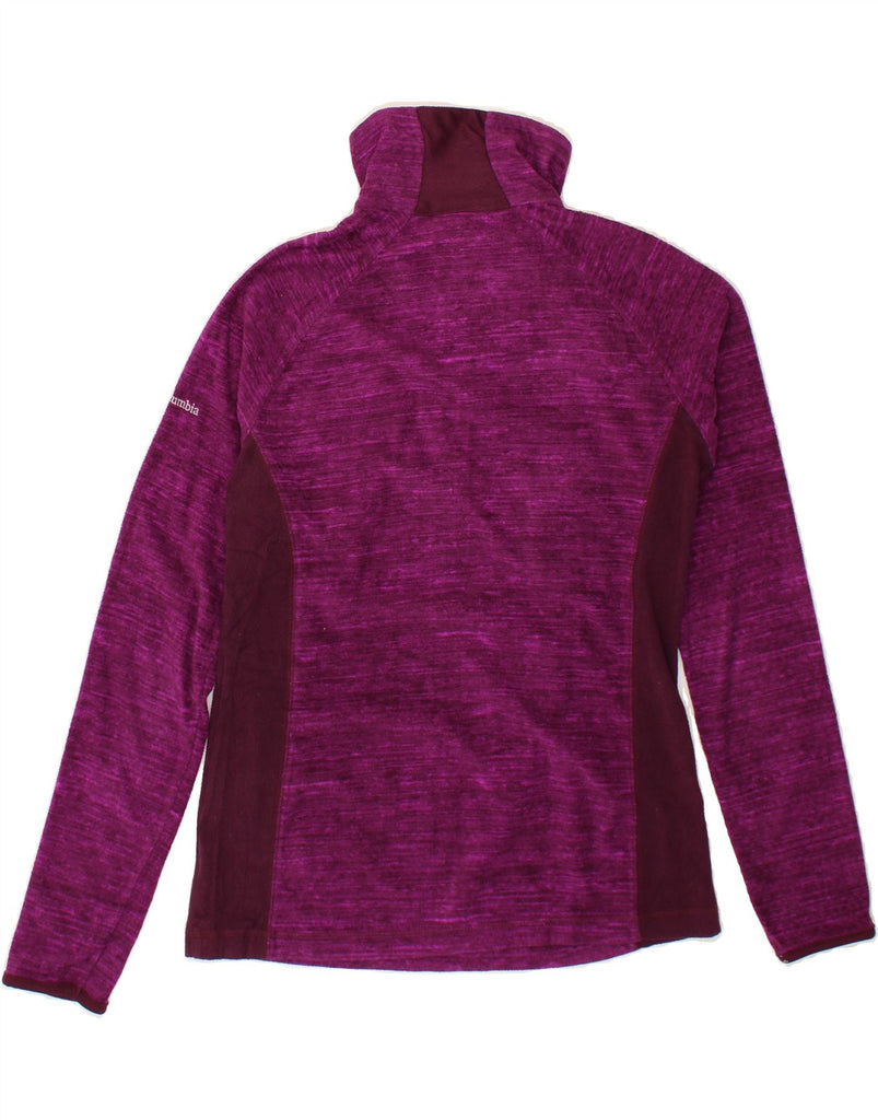 COLUMBIA Womens Zip Neck Fleece Jumper UK 10 Small Burgundy Colourblock Vintage Columbia and Second-Hand Columbia from Messina Hembry 