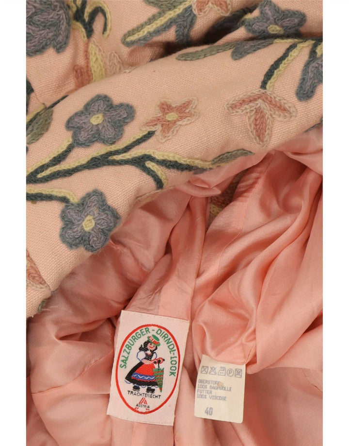 Vintage Womens 6 Button Blazer Jacket EU 40 Medium Pink Floral Cotton