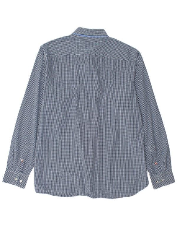 Tommy Hilfiger Mens Custom Fit Shirt Large Navy Blue Gingham
