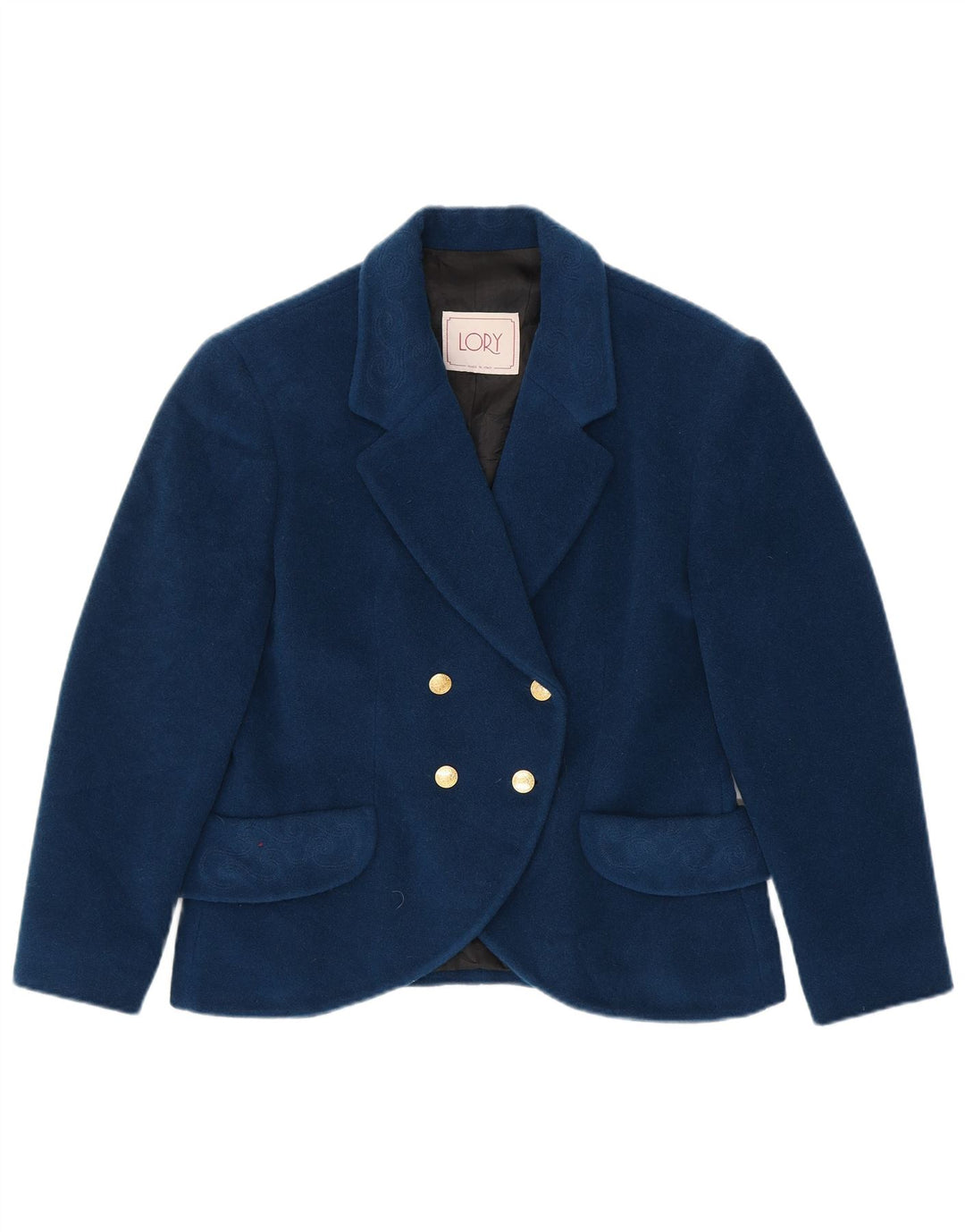 Vintage Womens Double Breasted Blazer Jacket IT 46 Large Navy Blue